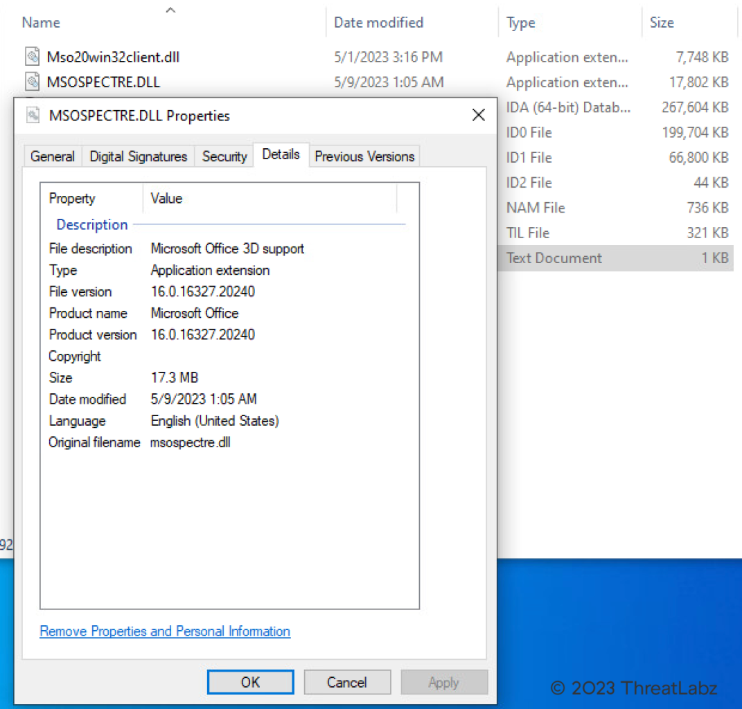 Figure 1: The patched version of MSOSPECTRE.DLL for CVE-2023-29344