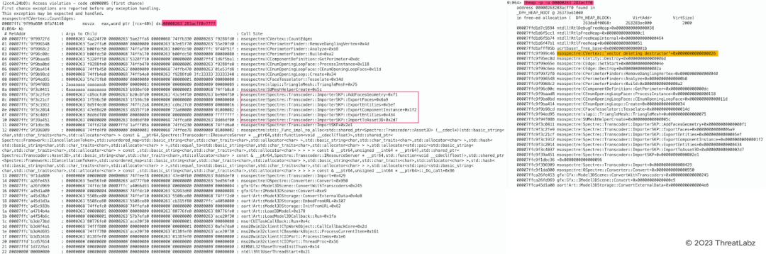 Figure 7: Microsoft Office SKP File Parsing `CVertex` object Use-After-Free Vulnerability