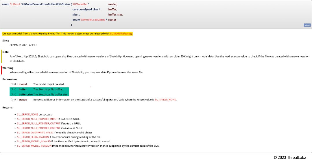 Figure 17: The function SUModelCreateFromBufferWithStatus