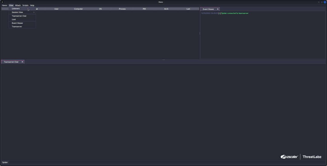 Fig 14. Havoc Framework - Interface