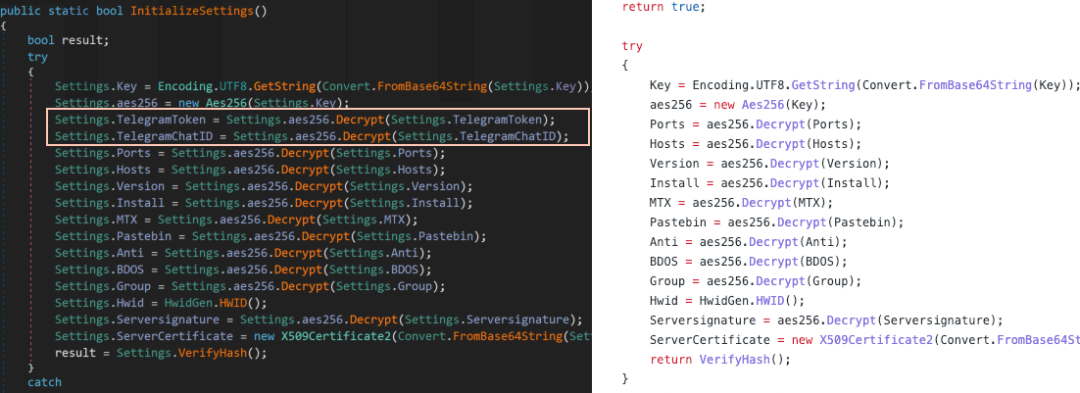 Prynt Stealer configuration vs AsyncRAT configuration